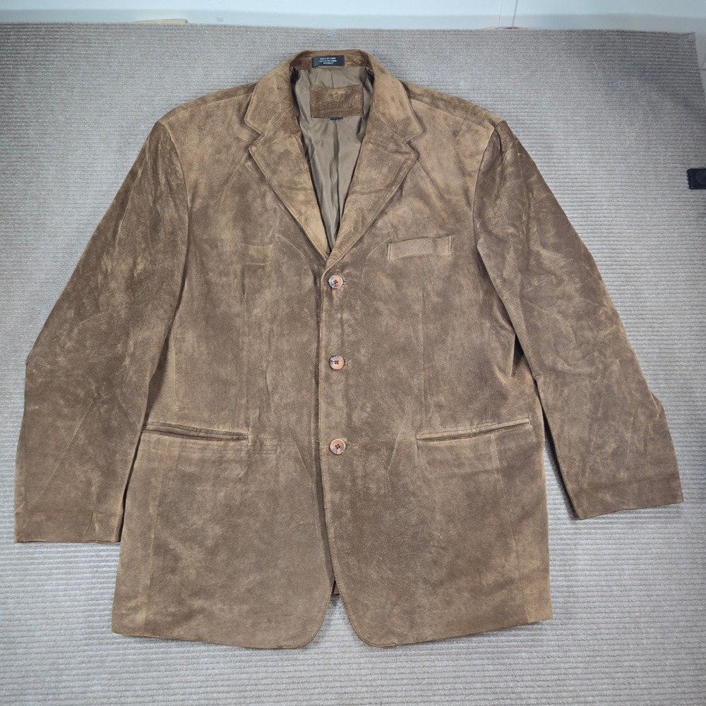 Stafford Mens XL Brown Genuine Suede Leather 3-Button Blazer Sport Coat